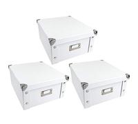 Ideen mit Herz Juego de 3 cajas de almacenamiento con tapa | plegables | Cajas Organizadoras | de cartón y metal | 31 x 26 x 14 cm