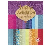 Ideen mit Herz Papel decorativo hecho a mano | Colección India | Refinado de alta calidad | DIN A4 | Bloque con 20 hojas (surtido 5)
