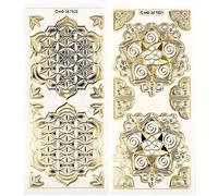 Ideen mit Herz Pegatinas de grabado transparente dorado 10 hojas de 10 x 23 cm pegatinas doradas para manualidades y decoración cumpleaños Navidad jubilación y más (flor de la vida y la flor del amor)