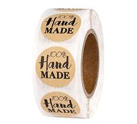 Ideen mit Herz Pegatinas de papel kraft | 100% hecho a mano | Ø 2,5 cm | Etiquetas engomadas en rollo | 500 unidades | Pegatinas hechas a mano | ideal para productos hechos a mano y hechos a mano