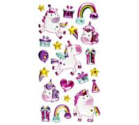Ideen mit Herz Pegatinas en relieve en aspecto metálico, unicornios 1, 17,5 cm x 9,5 cm, 21 pegatinas