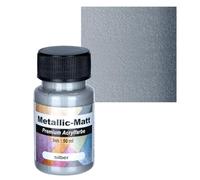 Ideen mit Herz Pintura Acrílica Premium Metallic-Mate | pintura opaca y mate con efecto metálico | a base de agua | 50 ml (plata)