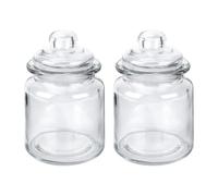 Ideen mit Herz Recipientes de caramelos de vidrio | 2 piezas | redondos | transparentes | con tapa de vidrio hermética | apto para alimentos | 8 cm x 8 cm x 12,6 cm | Capacidad de llenado: 280 ml cada