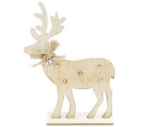 Ideen mit Herz Renos decorativos LED de madera, 23 cm x 17 cm x 0,5 cm, con pie, 5 ledes, luz blanca cálida, ideal para manualidades o como decoración navideña