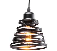 iDEGU 15cm Lámpara Colgante Moderna Creativa Lámpara de Techo Interior Diseño Espiral en Cascada de Metal Vintage Iluminación de Techo E27 Luz Colgante para Dormitorio Pasillo Salón Cafetería (Negro)