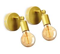 iDEGU 2 Piezas Lámpara de Pared Vintage Aplique Pared Interior Ajustable e 180° E27 Luz de Pared Industrial para Pasillo Sala de Estar Dormitorio (Dorado)