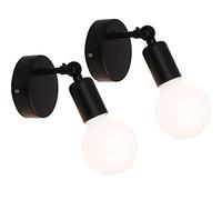 iDEGU 2 Piezas Lámpara de Pared Vintage Aplique Pared Interior Ajustable e 180° E27 Luz de Pared Industrial para Pasillo Sala de Estar Dormitorio (Negro)