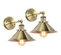 iDEGU 2 Piezas Lámparas de Pared Industrial E27 Aplique de Pared de Estilo Edison de Metal Regulable Lámpara de Techo Vintage Apliques para Salón Dormitorio Cocina Pasillo Café (22cm Bronce Cepillado)