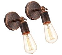 iDEGU 2 Piezas Lámparas de Pared Industrial E27 Aplique de Pared Vintage Pantalla de Metal Orientable a 180° Retro Iluminación de Pared Interior para Dormitorio, Pasillo, Salón (Bronce)