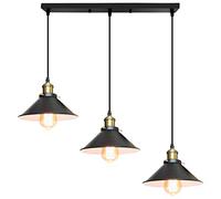 iDEGU 3 Luces Lámpara Colgante Industrial, 22cm Lámpara de Techo Vintage Diseño Edison Retro Tulipas de Metal Lámparas de Araña E27 Iluminación de Techo Para Cocina, Comedor, Salón (Barra)