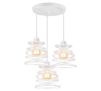 iDEGU 3 Luces Lámpara Colgante Moderna Creativa Lámpara de Techo Vintage de Diseño en Espiral de Cascada de Metal E27 Luz de Araña para Dormitorio Salón Cocina Comedor (20cm, Blanco, Redonda)