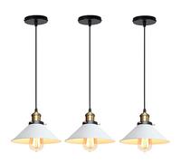 iDEGU 3 Piezas Lámparas Colgantes Vintage, 22CM Lámparas de Techo Retro de Metal Estilo Edison Industrial E27 Iluminación Luz de Techo Colgante para Comedor Cocina Salón Bar Restaurante (3x Blanco)