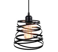 iDEGU Lámpara Colgante Moderna Creativa Lámpara de Techo Interior Retro Diseño Espiral en Cascada de Metal Vintage Luz Colgante para Dormitorio Cocina Salón Comedor (20cm, Negro)