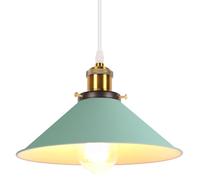 iDEGU Lámpara Colgante Retro, 26cm Vintage Lámpara de Techo Moderna Estilo Nordico Tulipa en Metal E27 Luz Colgante para Sala de Estar Cocina Dormitorio Restaurante Comedor Pasillo (Verde)