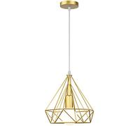 iDEGU Lámpara Colgante Vintage 25CM Lámpara de Techo Industrial E27 Iluminación Colgante Techo Retro para Comedor Dormitorio Sala de Estar Cocina (1 Pieza, Dorado)