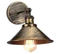 iDEGU Lámpara de Pared Industrial E27 Aplique de Pared de Estilo Edison de Metal con Rotación de 180° Ajustable Lámpara de Techo Vintage para Pasillo Dormitorio Sala de Estar Pasillo, 22cm (1x Bronce)