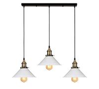 iDEGU Lámpara de Techo Industrial Vintage, Estilo Edison 3 Luces Lámpara Colgante E27 Iluminación Colgante de Interior de Metal para Comedor, Salon, Bar, Café - Ø220MM (Blanco 50CM)