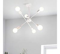 iDEGU Lámpara de Techo Vintage, 6 Luces Lámpara de Araña Industrial Φ50cm Plafón LED Techo Moderno de Metal Orientable E27 Iluminación de Techo para Salón, Dormitorio, Comedor, Cocina (Blanco)