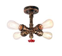 iDEGU Lamparas de Techo Industrial Estilo de Tubería Plafón de 4 Luces Lámpara de Araña E27 Vintage para Dormitorio Cocina Pasillo Sala (Bronce)