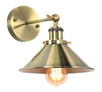 iDEGU Retro Lámpara de Pared Industrial E27 Aplique de Pared de Estilo Edison de Metal Regulable Lámpara de Techo Vintage Apliques para Salón Dormitorio Cocina Pasillo Café (22cm, Bronce Cepillado)