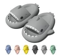 IDEINER Chanclas Tiburon Mujer Hombre Shark Slippers Zapatillas Tiburón Comodas Antideslizantes Piscina Playa Verano Sandalias Forma de Pez Adulto Sharky Slides Unisex Gris Talla EU 36/37