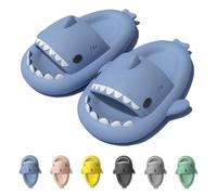 IDEINER Chanclas Tiburon Mujer Hombre Shark Slippers Zapatillas Tiburón Comodas Antideslizantes Piscina Playa Verano Sandalias Forma de Pez Adulto Sharky Slides Unisex Azul Talla EU 40/41