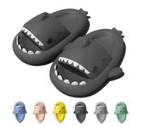 IDEINER Chanclas Tiburon Mujer Hombre Shark Slippers Zapatillas Tiburón Comodas Antideslizantes Piscina Playa Verano Sandalias Forma de Pez Adulto Sharky Slides Unisex Negro Talla EU 42/43