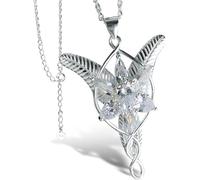 IDELUSH - Collar Princesa Arwen | Acero de Titanio Hipoalergénico | Inspirado en El Señor de los Anillos | Colgante de 5 cm | Cadena de 53 cm | Joyería Élfica para Mujer, 53 cm, Acero Inoxidable