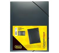 Idena 10373 - Carpeta con banda elástica para DIN A3, de polipropileno, negro translúcido, 1 unidad.