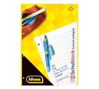 Idena 10393 - Bloc de notas escolar, DIN A4, 50 hojas, 70 g/m², rayado, perforado