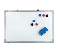 Idena 10414 - Pizarra blanca con marco de aluminio, aprox. 40 x 60 cm, incluye 6 imanes y esponja, apta para montaje en pared, ideal para la oficina y el hogar, sin fabricante