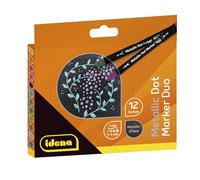 Idena 10855-Rotulador con Doble Punta, 12 rotuladores en Colores Metalizados, Resistente al Agua para Muchas Superficies, Multicolor, One Size
