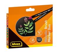 Idena 10856-Rotulador con Doble Punta, 12 rotuladores en Colores Metalizados, Resistente al Agua para Muchas Superficies, Multicolor, One Size