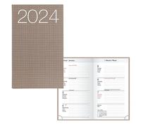 Idena 11031 - Agenda de bolsillo 2024 Ladytimer Graphic marrón, 87 x 153 mm, 128 páginas, planificador semanal con cubierta flexible