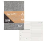 Idena 11059 - Agenda 2024, DIN A6, gris antracita, 192 páginas, 1 semana en 1 página, agenda, planificador semanal