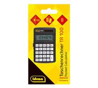 Idena 11094 - Calculadora de bolsillo TR100 con funda protectora, alimentación solar incl. pila, calculadora de oficina en negro con pantalla de 8 dígitos, aprox. 7,3 x 11,7 x 1 cm