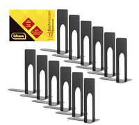 Idena 11110 - Sujetalibros de metal en negro, 12 sujetalibros de 13 x 10 x 7 cm, sujetalibros para estanterías