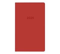 Idena 11149 - Agenda de bolsillo 2025 en formato 8,7 x 15,3 cm, 1 mes en 2 páginas, agenda con tapa flexible en rojo y libreta de direcciones