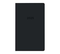 Idena 11151 - Agenda de bolsillo 2025, calendario desplegable en formato 8,7 x 15,3 cm, 1 mes en 2 páginas, agenda con tapa flexible en negro y libreta de direcciones
