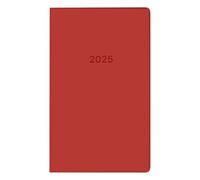 Idena 11153 - Agenda de bolsillo 2025, formato 8,7 x 15,3 cm, 1 mes en 2 páginas, cubierta flexible en rojo y libreta de direcciones