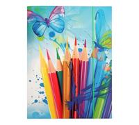 Idena 11191-Carpeta A3 con Motivo de Mariposa, Documentos de cartón Resistente, Carpeta de Correo con Solapas Interiores y Cierre elástico, Multicolor, DIN a5 Berlin 11191