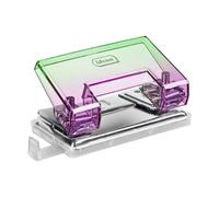 Idena 11361 - Perforadora con guía, hasta 10 hojas, en morado y verde, tamaño aprox. 11,3 x 6 x 5,2 cm, apta para la escuela y la oficina
