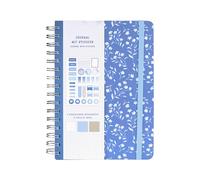 Idena 11366 - Cuaderno A5 con 66 pegatinas, azul, diario con 78 páginas, 120 g/m², 3 tipos de papel diferentes, punteado, con bolsillo interior y goma elástica, FSC Mix