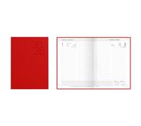 Idena 12037 - Agenda DIN A5 2026, 1 día en 1 página, agenda con tapa dura acolchada en color rojo