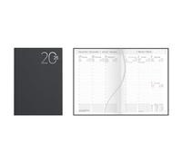 Idena 12038 - Agenda semanal 2026 en formato 17 x 24 cm, 1 semana en 2 páginas, agenda con tapa dura acolchada en negro y marcapáginas