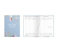 Idena 12040 - Agenda de bolsillo DIN A5 2026 "Mi año", 1 semana en 2 páginas, agenda con tapa dura acolchada, diseño de flores y marcapáginas