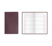 Idena 12048 - Agenda de bolsillo 2026 en formato 8,7 x 15,3 cm, 1 mes en 2 páginas, agenda con cubierta flexible en burdeos y cuaderno de direcciones
