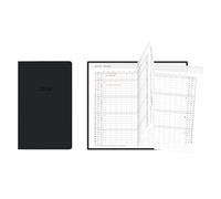 Idena 12050 - Agenda de bolsillo 2026, calendario Leporello en formato 8,7 x 15,3 cm, 1 mes en 2 páginas, agenda con cubierta flexible en negro y cuaderno de direcciones
