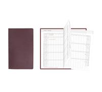 Idena 12052 - Agenda de bolsillo 2026, calendario Leporello en formato 8,7 x 15,3 cm, 1 mes en 2 páginas, agenda con cubierta flexible en burdeos y cuaderno de direcciones