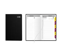 Idena 12060 - Agenda de bolsillo 2026 en formato 10 x 16,5 cm, 1 día en 1 página, agenda con tapa en negro, marcador de cinta y corte de registro
